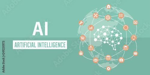 AI ( artificial intelligence ) image banner illustration.