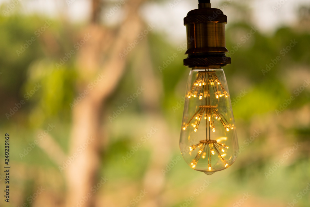 classic retro incandescent led electric lamp on blur background,Vintage light bulb classic retro incandescent led electric lamp on blur background,Vintage light bulb