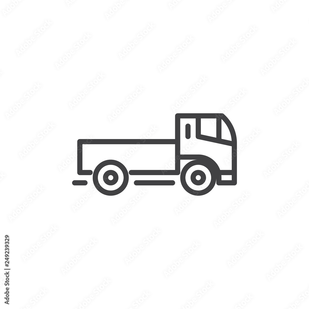 Construction Vehicle Truck line icon. linear style sign for mobile concept and web design. Shipping truck outline vector icon. Transportation symbol, logo illustration. Pixel perfect vector graphics