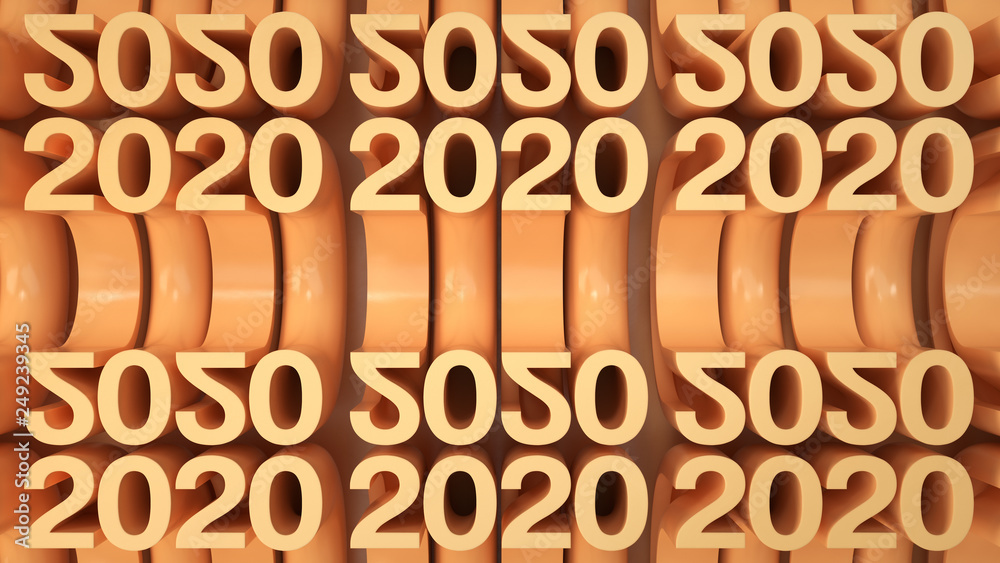 Grid of orange New 2020 Year figures