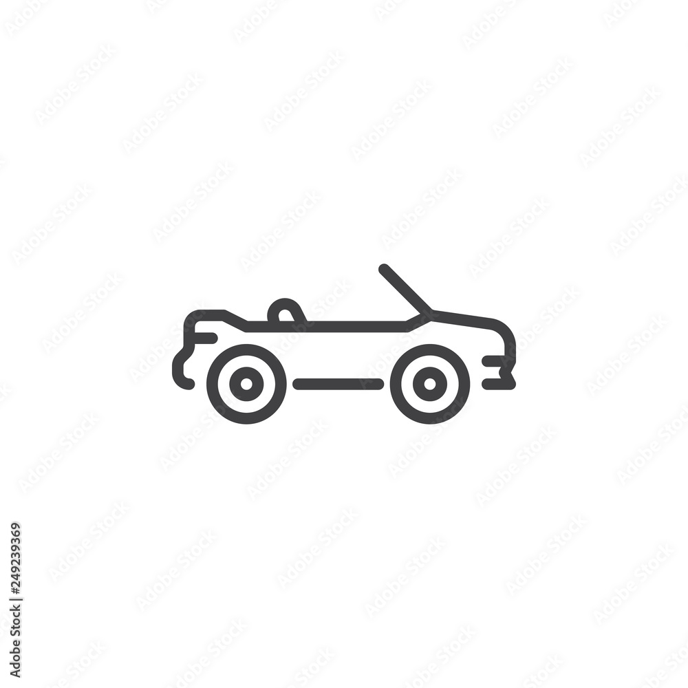 Cabriolet car line icon. linear style sign for mobile concept and web design. Convertible car outline vector icon. Symbol, logo illustration. Pixel perfect vector graphics