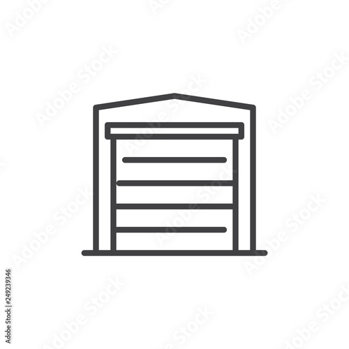 Garage gate line icon. linear style sign for mobile concept and web design. Airport warehouse outline vector icon. Symbol, logo illustration. Pixel perfect vector graphics