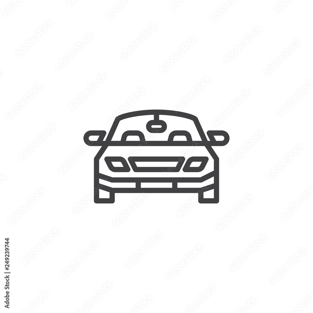 Car front view line icon. linear style sign for mobile concept and web design. Sports car outline vector icon. Symbol, logo illustration. Pixel perfect vector graphics