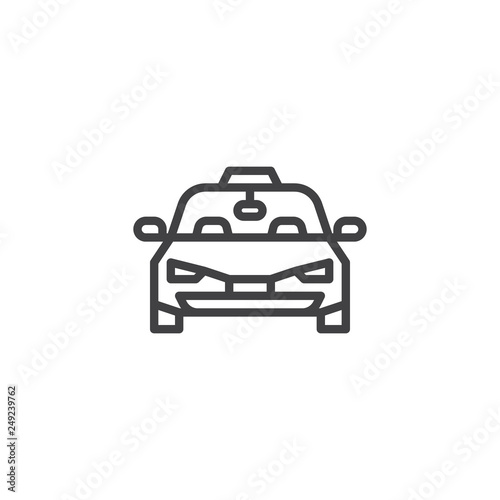 Taxi car line icon. linear style sign for mobile concept and web design. Taxi front view outline vector icon. Symbol, logo illustration. Pixel perfect vector graphics