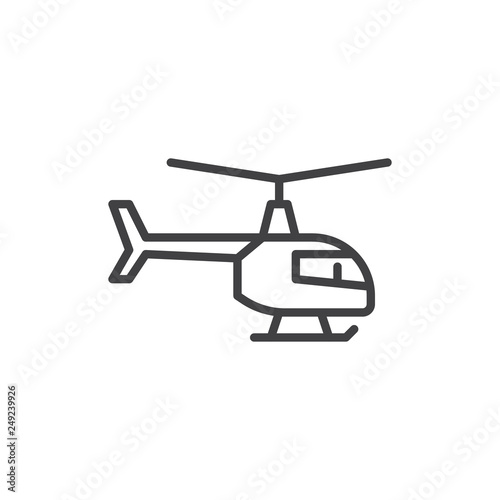 Helicopter line icon. linear style sign for mobile concept and web design. Propeller copter outline vector icon. Symbol, logo illustration. Pixel perfect vector graphics