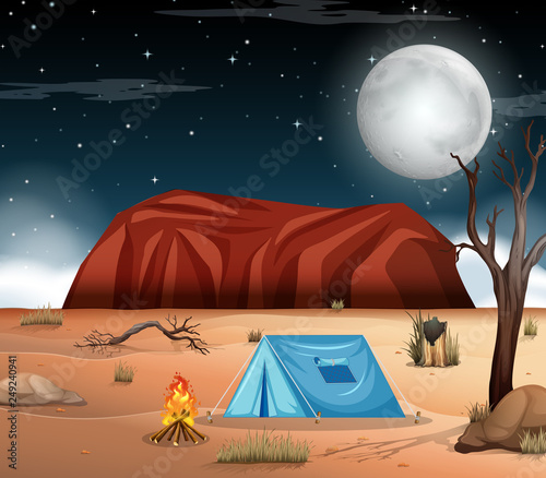Camping at desert scene