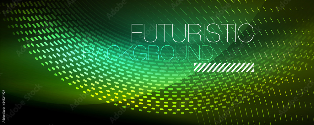 Digital flowing wave particles abstract background, vector smoke effect design