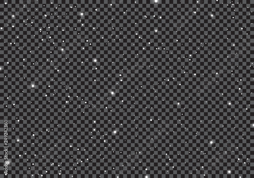 Space with stars universe space infinity and starlight on transparent background. Starry night sky galaxy and planets in cosmos pattern.