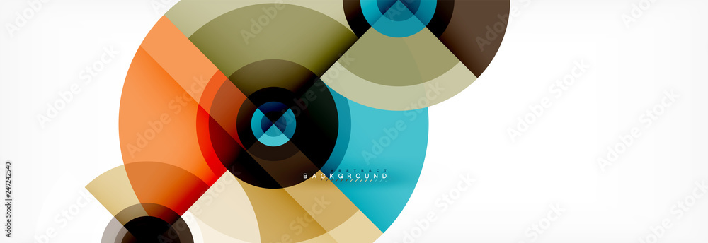 Fototapeta premium Minimal geometric circles and triangles abstract background, techno modern design, poster template