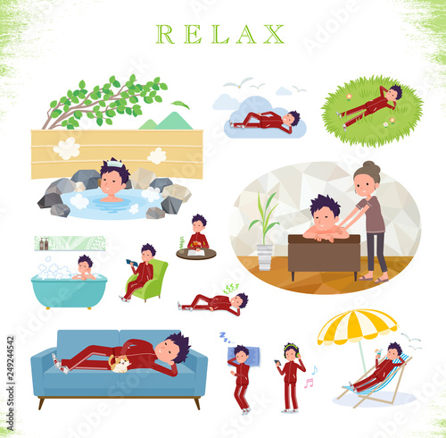 flat type school boy red jersey_relax
