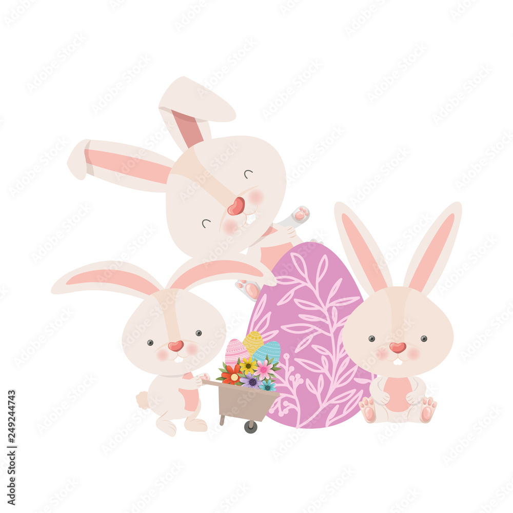 bunnies with wheelbarrow and easter eggs icon bunnies with wheelbarrow and easter eggs icon