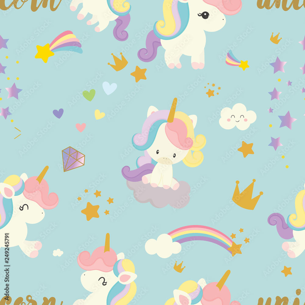 Cute unicorn seamless pattern background, t-shirt, card. Vector Cute unicorn seamless pattern background, t-shirt, card. Vector