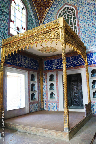 Privy Chamber of Sultan Murad III with bed in the Topkapi Palace Harem.  photo