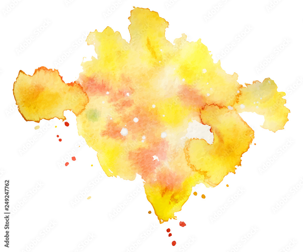Naklejka premium Abstract watercolor shape on white background. Color splashing hand drawn vector painting