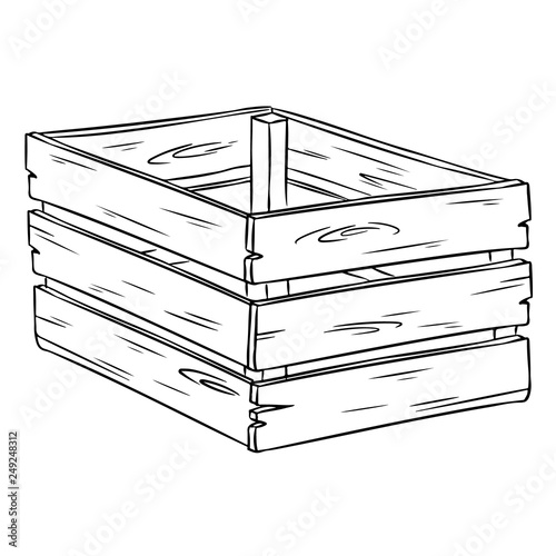 Wooden box cartoon sketch hand drawn doodle