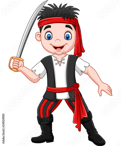 Cartoon pirate holding dagger