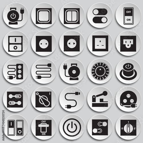 Electric ware icons set on plates background for graphic and web design, Modern simple vector sign. Internet concept. Trendy symbol for website design web button or mobile app