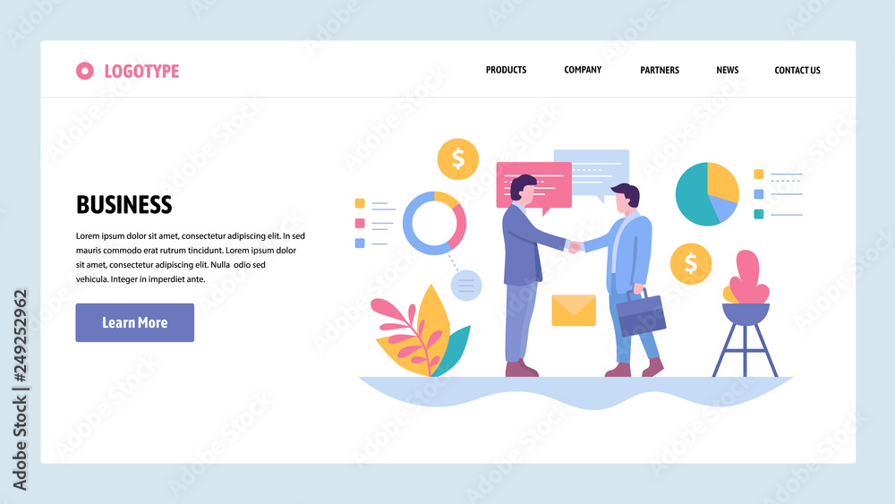 Vector web site gradient design template. Business deal, partnership contract and investment. Landing page concepts for website and mobile development. Modern flat illustration. Vector web site gradient design template. Business deal, partnership contract and investment. Landing page concepts for website and mobile development. Modern flat illustration.
