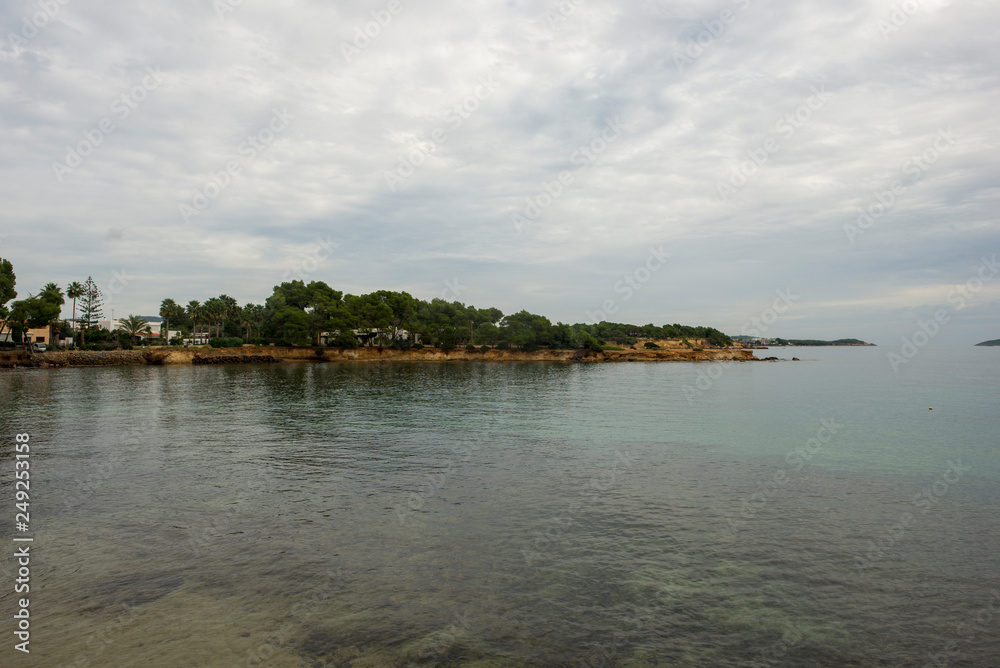 Fototapeta premium The sea of Ibiza a very cloudy day