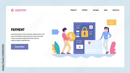 Vector web site gradient design template. Online money payment. Digital banking and secure payment. Landing page concepts for website and mobile development. Modern flat illustration.