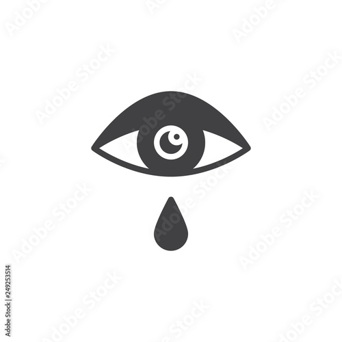 Allergic eye cry, tear vector icon. filled flat sign for mobile concept and web design. Allergic reaction cry simple glyph icon. Symbol, logo illustration. Pixel perfect vector graphics