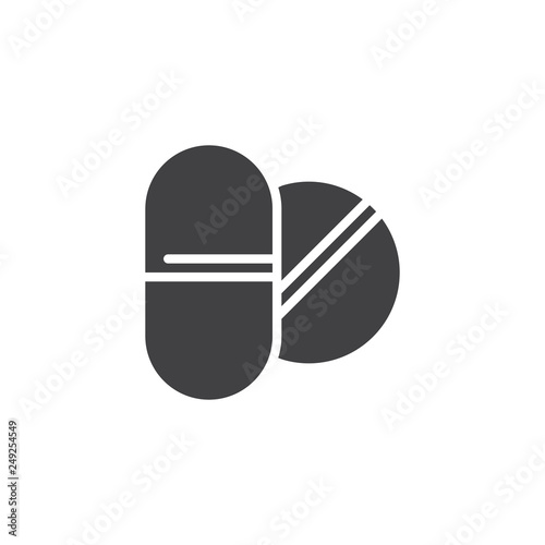 Medical drugs vector icon. filled flat sign for mobile concept and web design. Capsule Pills simple glyph icon. Symbol, logo illustration. Pixel perfect vector graphics