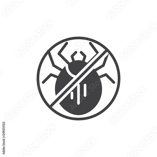 Stop mite, prohibition sign vector icon. filled flat sign for mobile concept and web design. No mite insect simple glyph icon. Symbol, logo illustration. Pixel perfect vector graphics