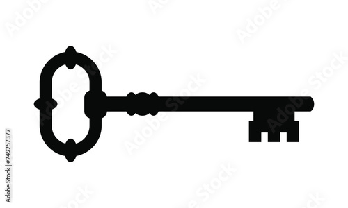 Icon door key. Symbol ancient key isolated on white background. Vector illustration