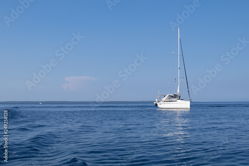 luxury big white sailing yachts at the sea 