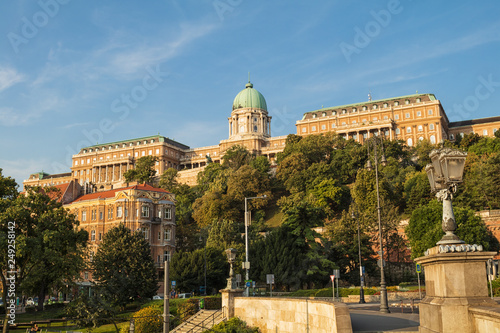 Budapest cityscape with Buda castle and Danube river 