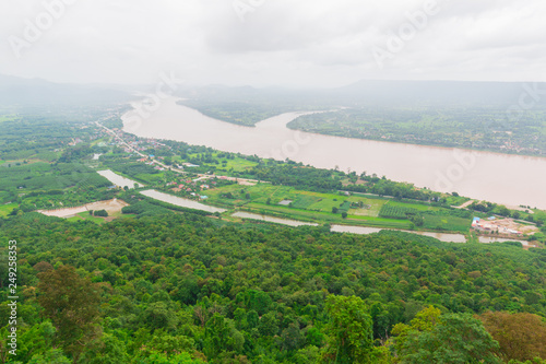 Beautiful landscape in view from skywalk at Wat Pha Tak Suea.