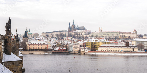Panoramic View of Prague Castle in Winter