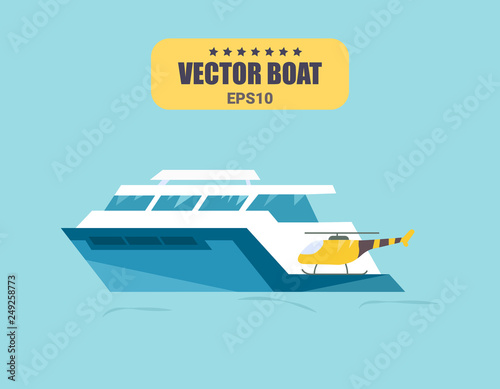 Ship at sea transport, shipping boats in vector