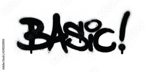 graffiti basic word sprayed in black over white
