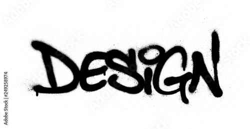 graffiti sprayed design word in black over white