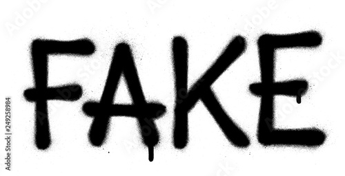 graffiti fake word sprayed in black over white