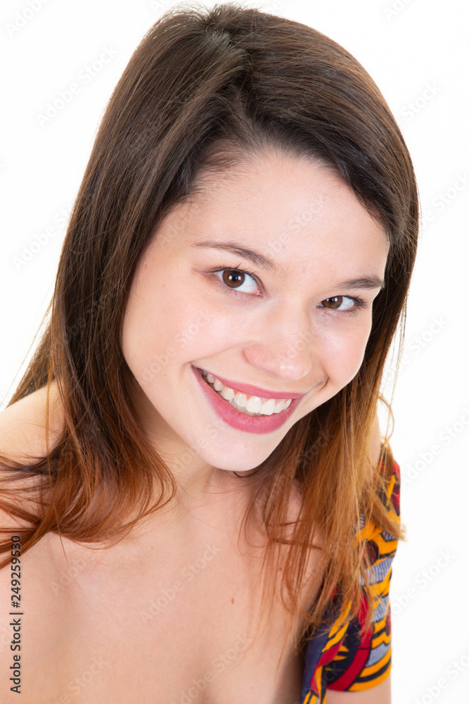 pretty portrait young woman closeup attractive smile girl pretty portrait young woman closeup attractive smile girl