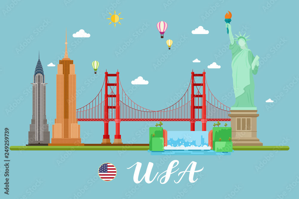 Naklejka premium America Travel Landscape Vector Illuastration