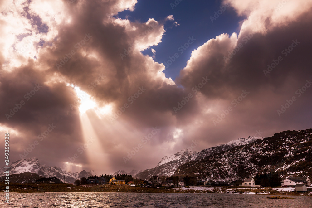 clouds and sun, Lofoten, Norway