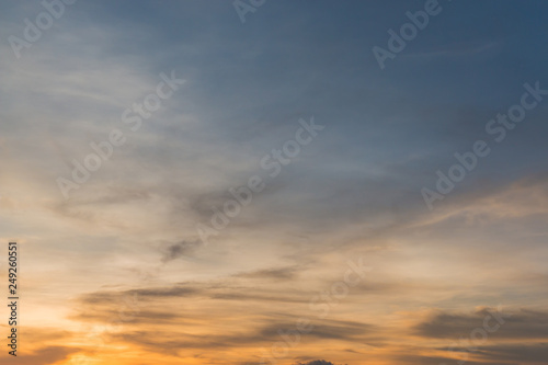 Sunset sky with clouds and bright sky background. © nonchanon