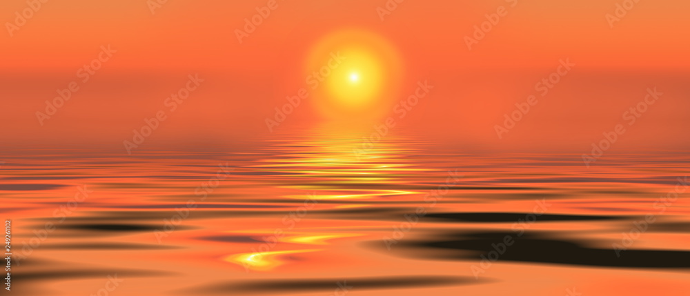 sunset sun reflection in the water sunset Golden pink orange border