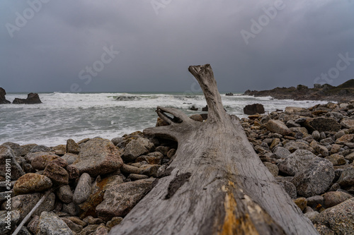 amazing coastline at cape foulwind Westport New Zealand, great coast with the waves of the ocean in the background, ocean in new Zealand with great rocks and beach, cape foulwind landscape image