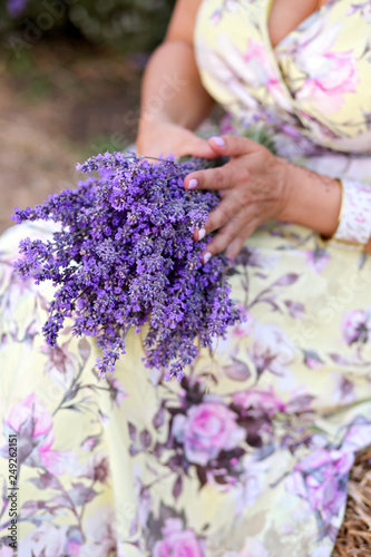 Lavender in the hands with a nice manicure