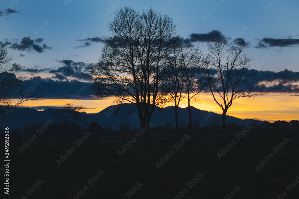 Sonnenuntergang Bayern Bergen Winterabend Sonnenuntergang Bayern Bergen Winterabend
