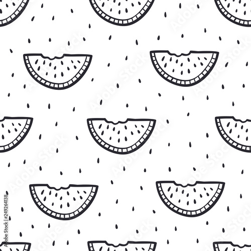 Seamless Doodle Background with watermelon