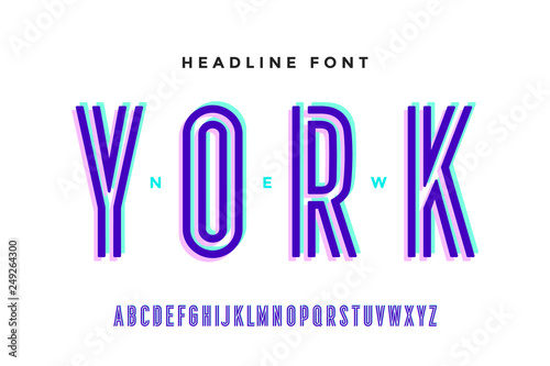 Alphabet and font. Bold, regular and medium uppercase letters