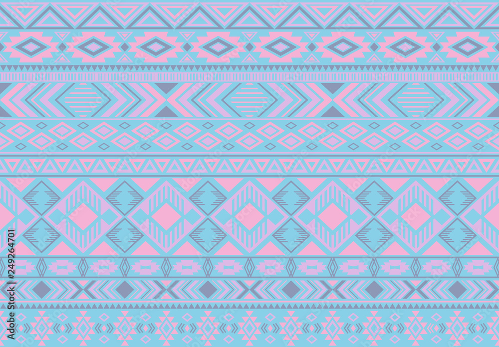 Ikat pattern tribal ethnic motifs geometric seamless vector background. Awesome boho tribal motifs clothing fabric textile print traditional design with triangle and rhombus shapes.