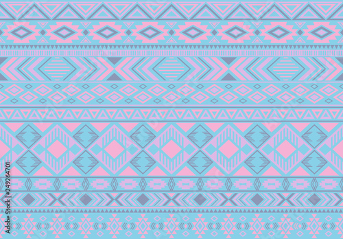 Ikat pattern tribal ethnic motifs geometric seamless vector background. Awesome boho tribal motifs clothing fabric textile print traditional design with triangle and rhombus shapes.