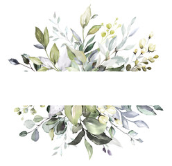 botanical design. horizontal herbal banners on white background for wedding invitation, business products. web banner with leaves, herbs