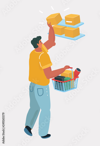 Man with Shopping market basket